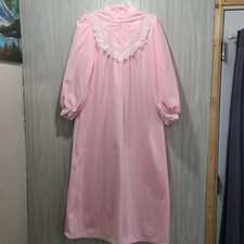Vintage Vandemere Pink Nightgown Maxi Embroidered Crochet Beautiful Lined