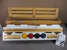 Vintage SPORTCRAFT 4 Player Wood Croquet Set in Wooden Case with Manual