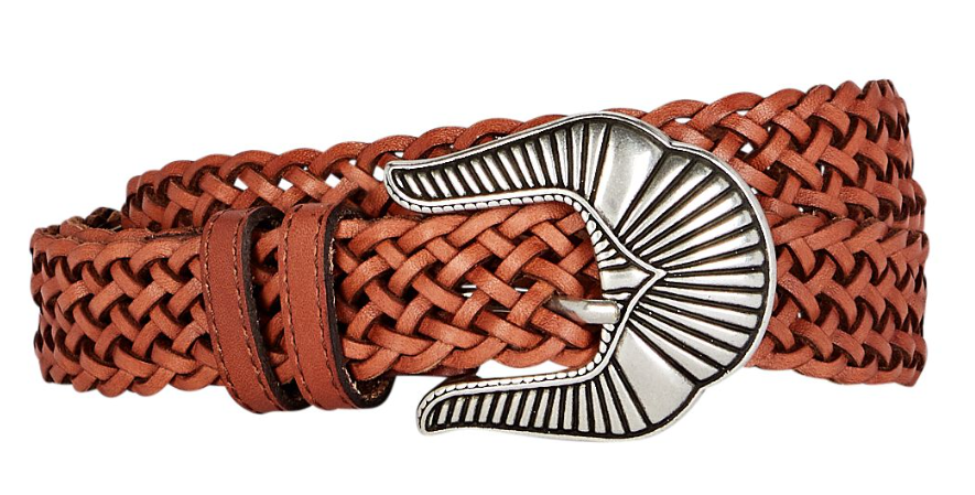 B-low the Belt Women Nash Woven Leather Belt Brandy Silver 