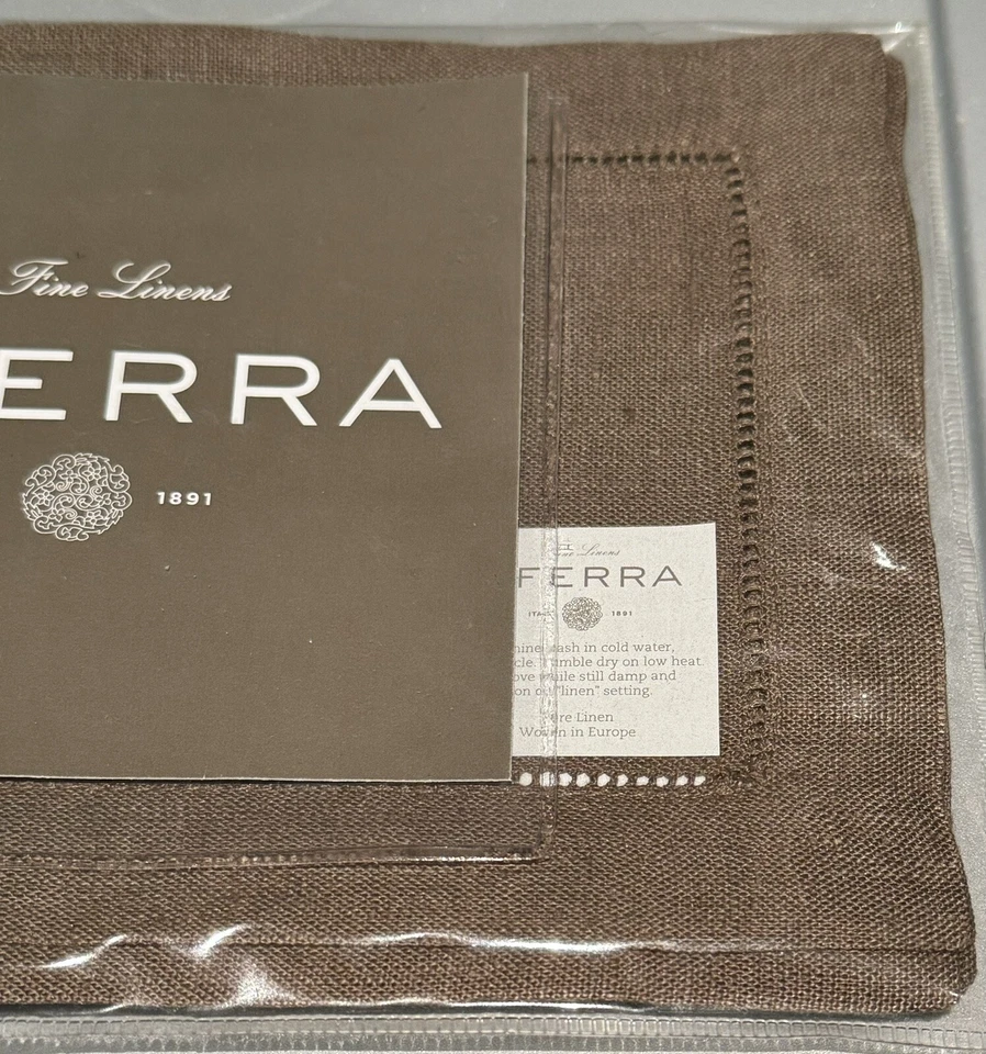 New Sferra Festival 902 Linen Cocktail Napkins Set of 4 6x9" Walnut Brown NIP - Image 3 of 4