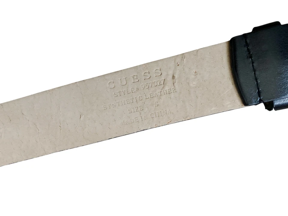 GUESS Womens Size Small Black Rhinestone Logo Faux Leather Belt - Image 3 of 4