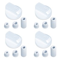 Knebelset Drehknopfset FüR Herd 4Xdrehgriff 38MmØ Mit Adaptern Universal Weiß