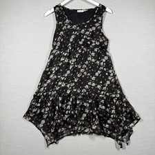 Blue Bird Womens M Black Mini Flowy Cottage Core Prairie Floral Whimsy Romantic