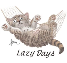 Lazy Days ,Cat Shirt,Cat Sleeping in Hammock T-Shirt, Small - 5X