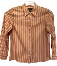 Orvis Womens Sz8 100%Silk Multicolored Striped Button Up Shirt (V8) EUC