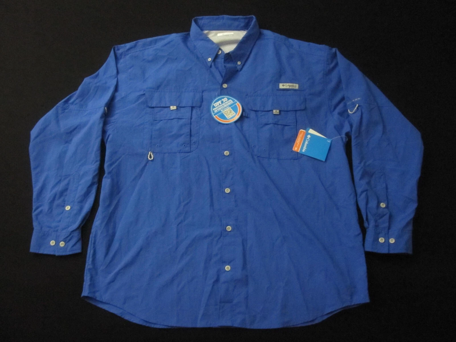Columbia PFG Fishing Shirt Mens XL Vented Blue Collared