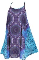 Boho Mandala Minikleid, TräGerkleid, Strandkleid, Tank Top - Flieder/Blau