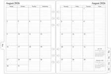2026-2027 Monthly Planner Refills for A5 6-Ring Binder Two Pages Per Month