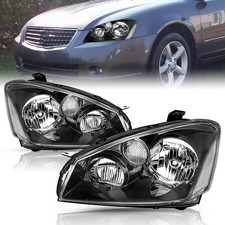 Headlight Pair 2005 2006 Nissan Altima Halogen Black Housing Clear Reflector
