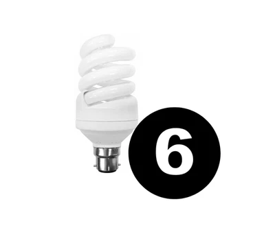 TCP 14W Spiral Bulb B22 – 6 Pack – Energy Saving Bayonet Lamps – Bulk Value