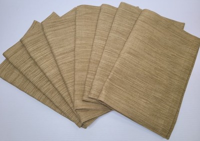 Crate & Barrel Grasscloth Placemats Set 8 Khaki Green Cotton 19x13 Table Decor