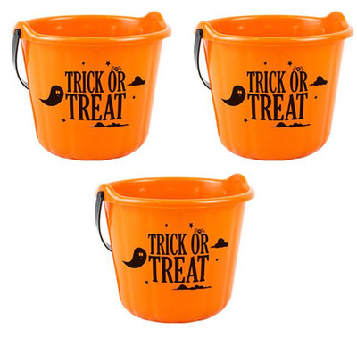 3x Halloween Trick Leckerli Eimer Kinder Kürbis Süßigkeiten Halter Party Tasche Zubehör