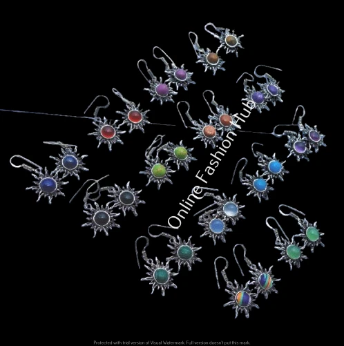 Lote de pendientes enchapados en plata de ley 925 con piedras preciosas de calcedonia y mezcla joyas Foto 2 de 4