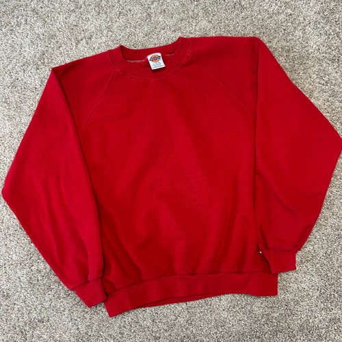 Dickies, Vintage 80s Dickies Crewneck Sweatshirt Men Size Large USA Made Blank Red Grunge