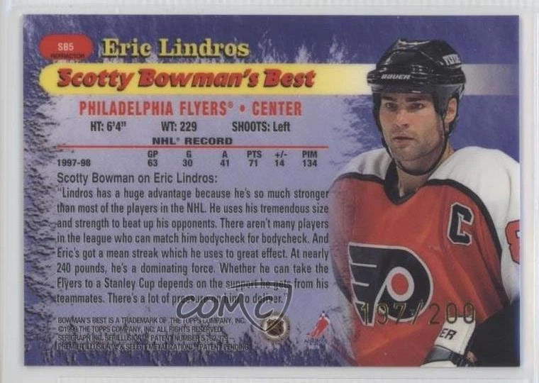 1998-99 Bowman's Best Scotty Bowman' Best Refractor /200 Eric Lindros #SB5 HOF - Image 2 of 2
