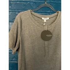 NWT Gray Ribbed Knit Short Sleeve Henley Bodysuit Top Women's XL