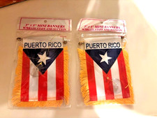 2 - Puerto Rico Mini Banner Flags for hanging/ 2 SIDED 3 inch by 5 inch