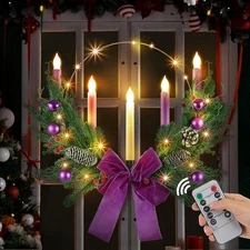 1 Set Advent Wreath with 5 Flameless Candle 20 Inch, As Shown in the Picture 