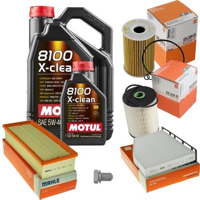 MAHLE Inspektionspaket 6 L MOTUL 8100 X-CLEAN 5W-40 für VW Golf Plus 2.0 TDI