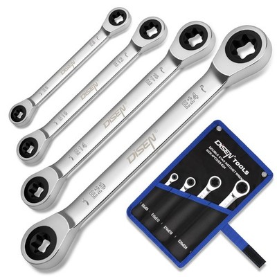 Upgraded 4-Piece E-Torx Double Box Ratcheting Wrench Set, 72-Tooth, Dual Head...