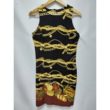 Ann Taylor Black Gold Chain Print Sleeveless Dress | Size 10