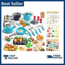 105Pcs Kids Kitchen BBQ Playset Pretend Cooking Pots Pans Food Utensils Toys