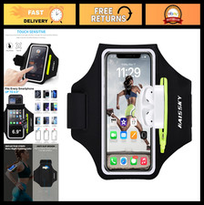 Sweatproof Running Armband with Zipper Pocket for iPhone  Galaxy Phones - Card/