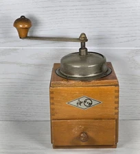 VTG KYM Wooden Hand Crank Coffee Grinder Germany Burr Mill Dovetail Box Drawer H