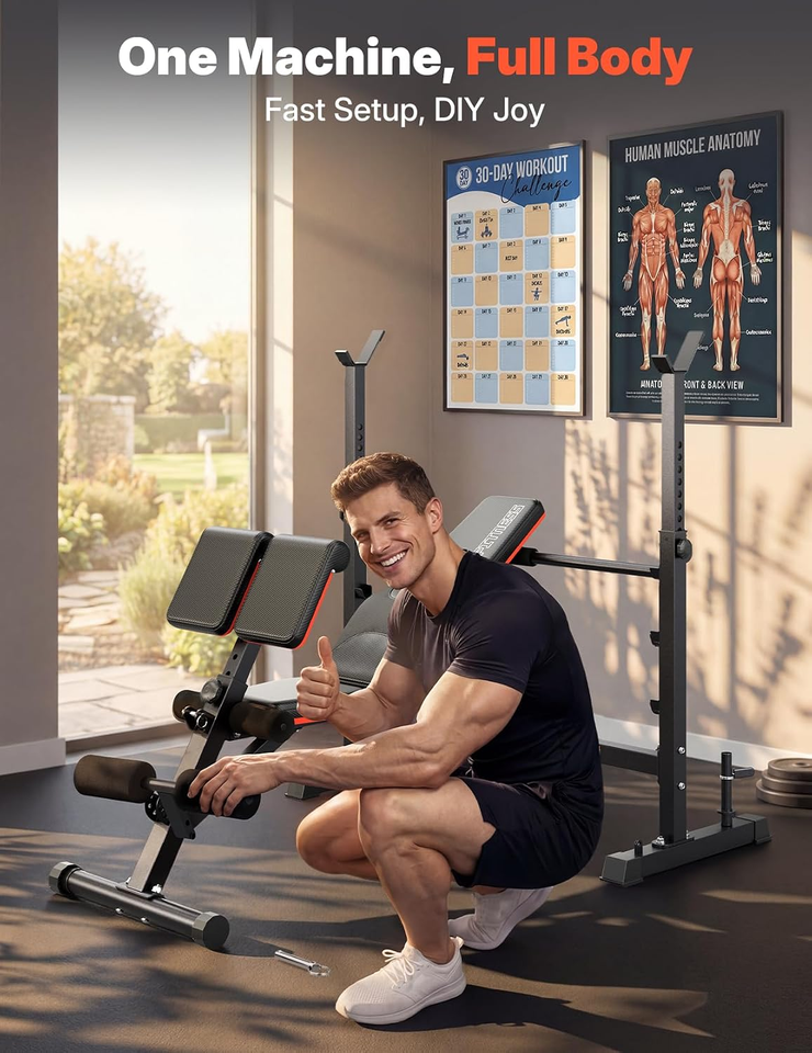 Olympic Weight Bench, Adjustable Bench Press Rack, Foldable 1870LBS | eBay