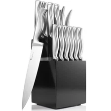 15-Piece Ultra Sharp Kitchen Knife Set with Wooden Block