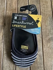 Smartwool M Gripper No Show Comfort Striped Black & Silver Sparkle Socks