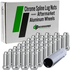 Chrome M14x1.50 Lug Nuts For Aftermarket Wheels Closed End XL Spline Set of 32