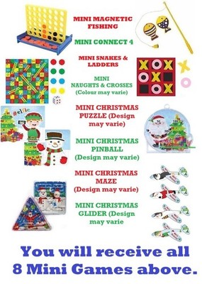 8 x Weihnachtsstrumpf Füller Verbinden 4 Puzzle Labyrinth Flipper OXO Ideen für ELF
