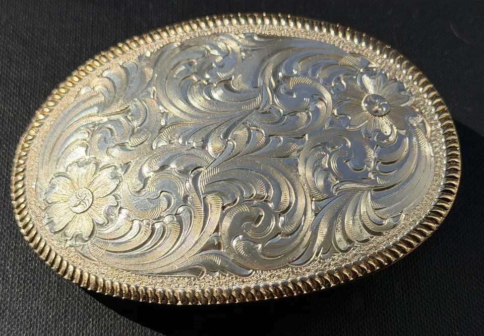 Montana Plateros Diseño Floral Plata Dorado Color Hebilla de Cinturón Foto 2 de 4