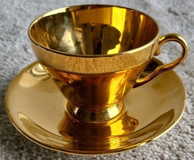 Royal Winton Grimwades Golden Age Full Gold Luster Shiny Tea Cup & Saucer Set
