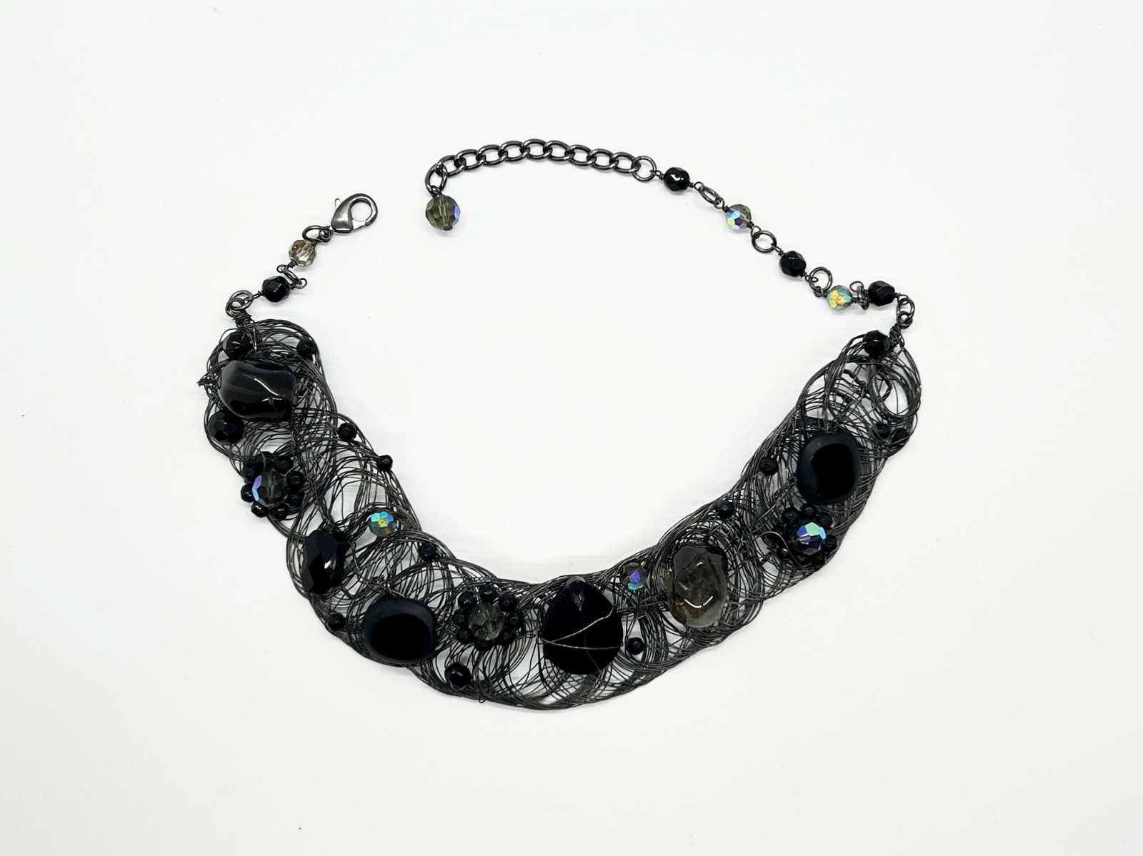 Handcrafted  Midnight Black Statement  Wire Neckl… - image 10