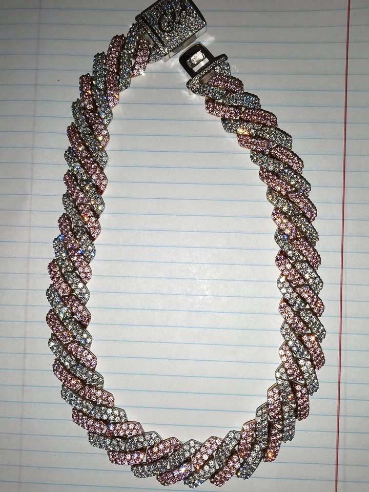 Gargantilla de eslabones de dos puntas (19 mm) enchapada en oro rosa/blanco Foto 2 de 4