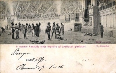 Künstler Ak Ademollo, C., Il monaco Almachio tenta impedire gli... - 4265828