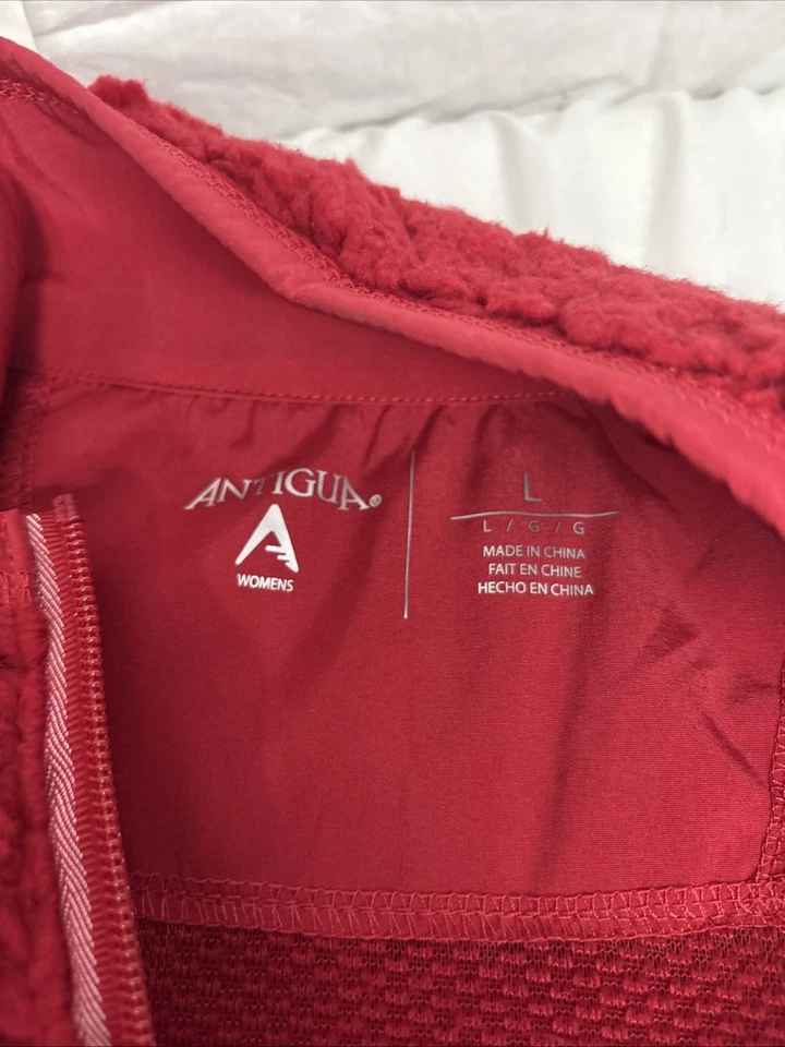 Atlanta Braves Antigua Sherpa Women's Size L Full-Zip Vest - Red MLB NWT - Image 4 of 4