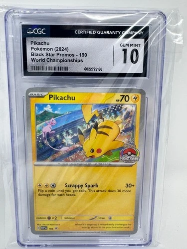 CGC 10 Pikachu Pokemon 2024 Black Star Promo 190 World Championships Pokémon