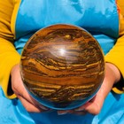 Rare 5.34LB Natural Tiger's Eye Sphere Tumbled Tiger's Eye Ball Healing 4176 — photo 9