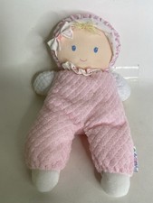 EDEN Baby Doll Pink Terrycloth Waffle Pajamas Stuffed Plush Striped Bow Bonnet