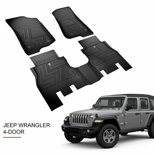 All Weather Floor Liners Mats For 20182021 Jeep Wrangler JL 4 Doors TPE Black eBay