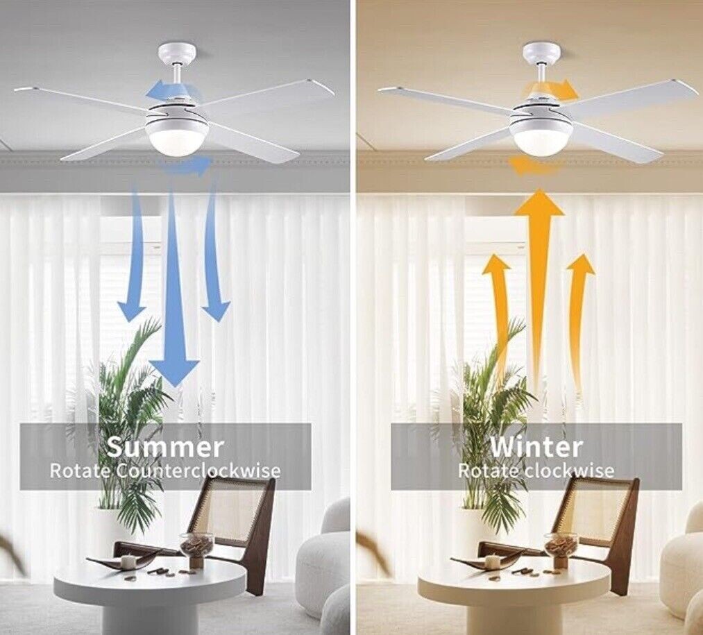 CJOY CEILING LAMP WITH FAN REVERSIBLE Fan Light Ceiling 48'' White