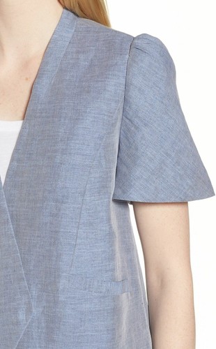Nordstrom Signature L96929 Women Blue Linen Lightweight Blazer Jacket Size XL - Picture 2 of 3