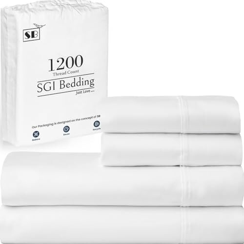 Ultra Luxury 4 Piece Egyptian Cotton Sheets Size - 1200 King Bright White - Picture 2 of 8