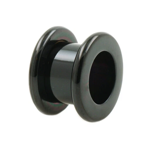 Schwarzer Flesh Tunnel Ohr Piercing runder Rand 3-20mm Schraubtunnel Plug Black - Bild 3 von 3