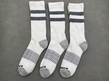 3 pair Bombas Men's Vintage stripe Calf Socks Size Large 10-13 Gray stripe white