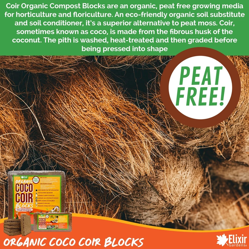 1L, 10L & 75L Organic Coir Coco Compost Blocks | Peat-Free Natural Growing Media - Image 3 of 4