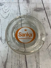 Vintage SANKA BRAND 4" GLASS ASHTRAY ADVERTISEMENT Decaffeinated COFFEE